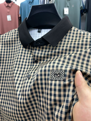 Gingham Contrast Polo T-Shirt