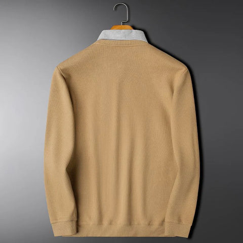StratoLayer Dual-Collar Ribbed Sweatshirt