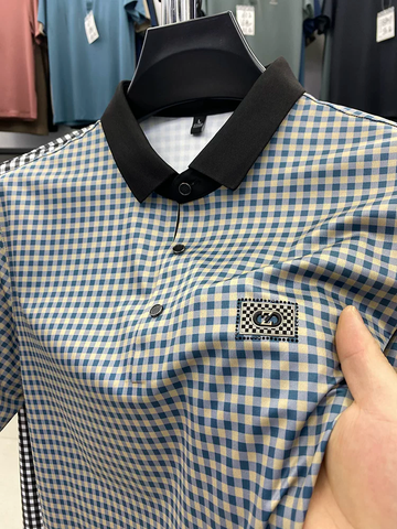 Gingham Contrast Polo T-Shirt