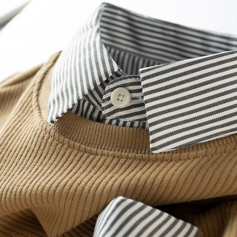 StratoLayer Dual-Collar Ribbed Sweatshirt