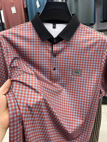 Gingham Contrast Polo T-Shirt