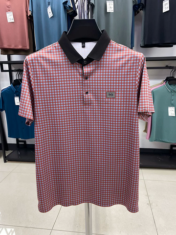 Gingham Contrast Polo T-Shirt