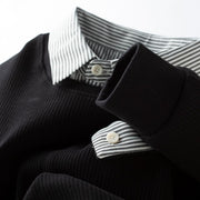 StratoLayer Dual-Collar Ribbed Sweatshirt