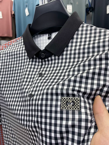 Gingham Contrast Polo T-Shirt