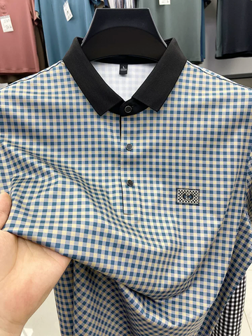Gingham Contrast Polo T-Shirt