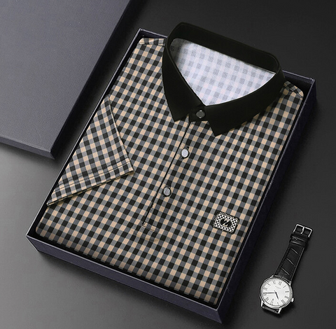 Gingham Contrast Polo T-Shirt