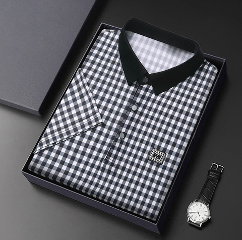 Gingham Contrast Polo T-Shirt