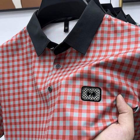 Gingham Contrast Polo T-Shirt