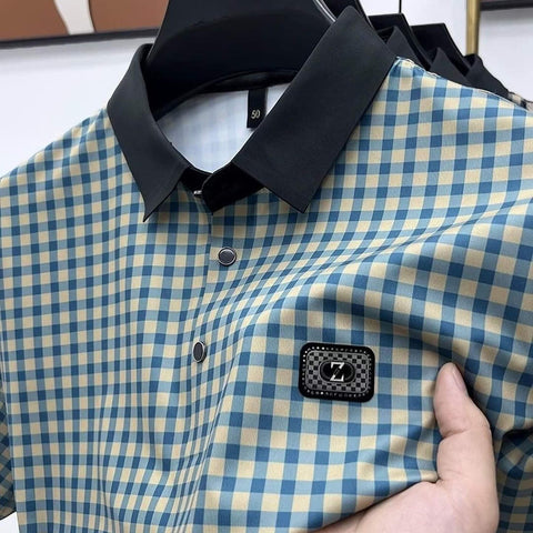 Gingham Contrast Polo T-Shirt