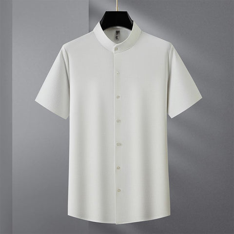 Breeze Textured Weave Mandarin Collar Shirt